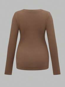 Modmama 孕妇纯色简约日常穿搭圆领长袖T恤 - 彩色 - 查看 12