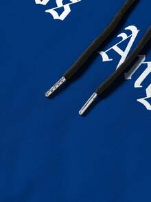 Manfinity LEGND 男士休闲字母印花连帽衫和运动裤两件套，秋冬 - 彩色 - 查看 5