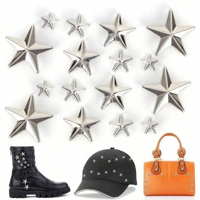 50/100pcs/Pack Metal Silver Star Rivets DIY Clothes Shoes Bags Handmade Clothing Accessories Punk Leather Studs Spikes Spots Nails Head Buttons