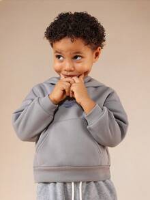 SUMWON sweat-shirt à capuche avec script pour jeunes garçons, pull décontracté avec poche centrale - Gris foncé - Voir 4