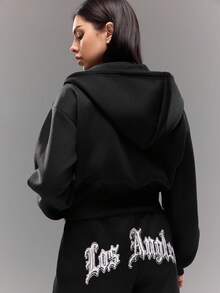 Teen GirlCasual Street Goth Style Halloween Dark Hoodie Outfit Set