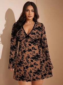 SHEIN BAE Plus Size Dresses - Brown - View 1