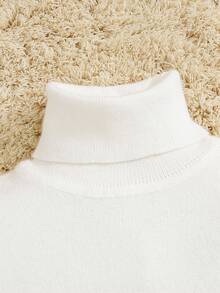 SHEIN 男婴可爱高领长袖毛衣 - 白色 - 查看 7