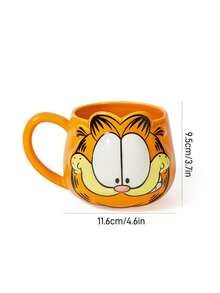 GARFIELD | SHEIN 1 个 16.23 盎司/480 毫升卡通图案陶瓷马克杯，耐冷耐热，可微波炉加热和洗碗机清洗，适用于盛装水、牛奶、果汁、咖啡、猫咪图案饮品。 - 橘色 - 查看 5