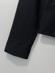 Franclia 法国复古时尚简约奢华黑白撞色领口二合一束腰前开襟女式衬衫