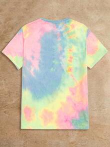 Manfinity NXTstreet 男士针织休闲日常海滩冲浪度假扎染椰子树图案修身圆领短袖 T 恤 - 彩色 - 查看 2