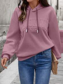 SHEIN LUNE Women's Casual Loose Sweatshirt With 3D Letter Print - Purple - View 6