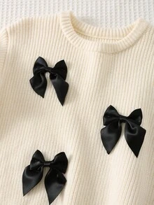 Cozy Pixies Suéter de cuello redondo de manga larga con decoración de mariposa para niña, versátil y cómodo