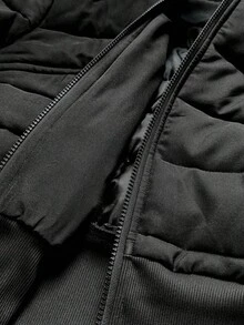 Sunspun Plus Size Hooded Collar Cinched Waist Long Sleeve Padded Coat - Black - View 8