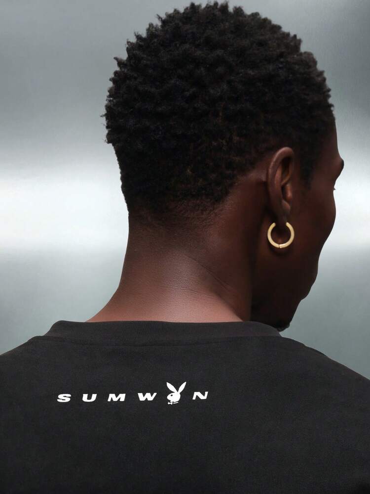 PLAYBOY X SUMWON Felpa corta con scollo a V e stampa college