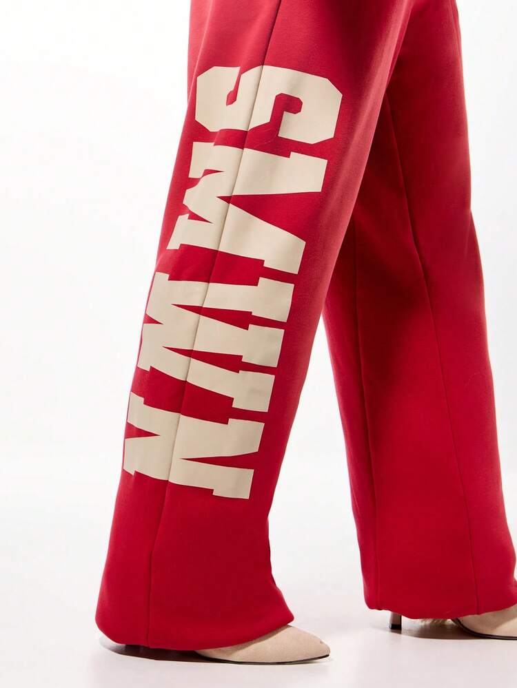 SUMWON Oversized Varsity Graphic Joggers With Star Detail And Side Print