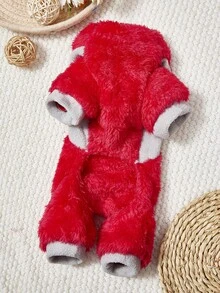 PETSIN Lovely Cartoon Style Four-Legged Pet Jumpsuit – Windproof And Snuggly Fleece Clothing For Small Dogs & Cats, Perfect For Daily Indoor And Outdoor Wear,Christmas,Christmas Decorations - Red - View 2