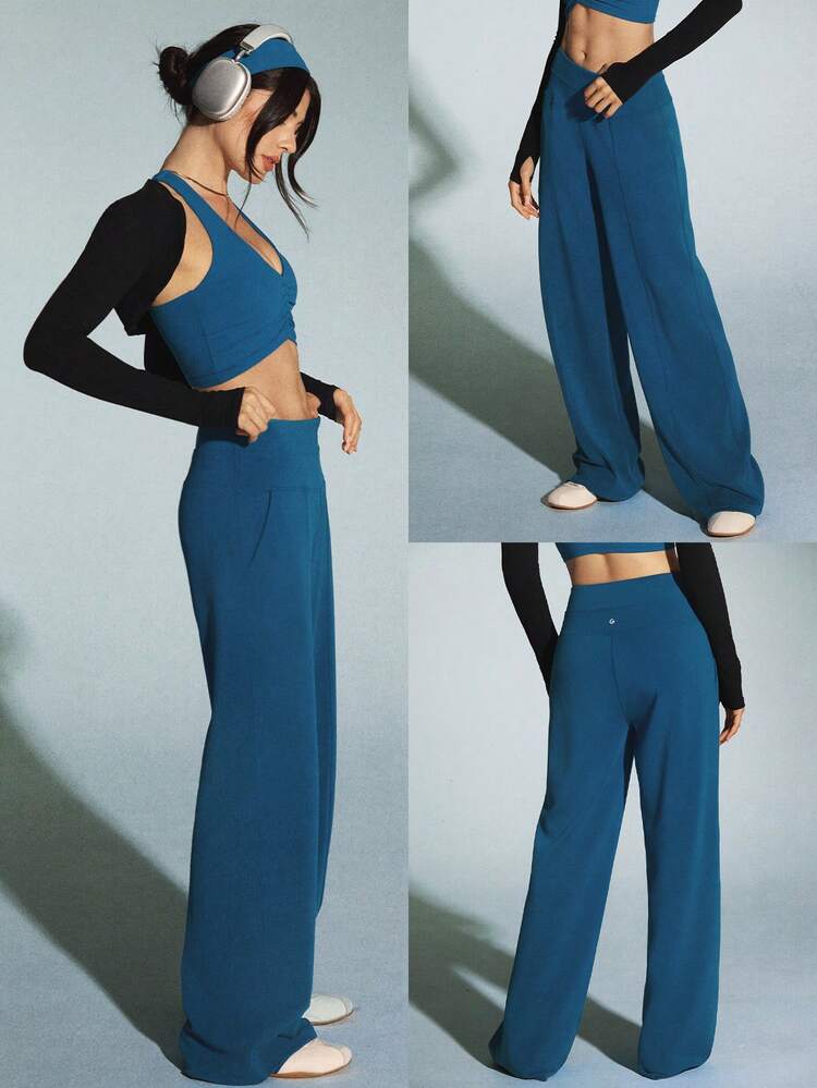 30" Regular SoftCalm Modal Silk Touch Wide Leg High Waist Lounge Pants With Side Pockets Daily Casual Spring Summer