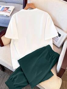 Manfinity Joysei Herren Lässig Urlaubs T-Shirt Set, geeignet für Herbst, Outdoor und Indoor Tragen