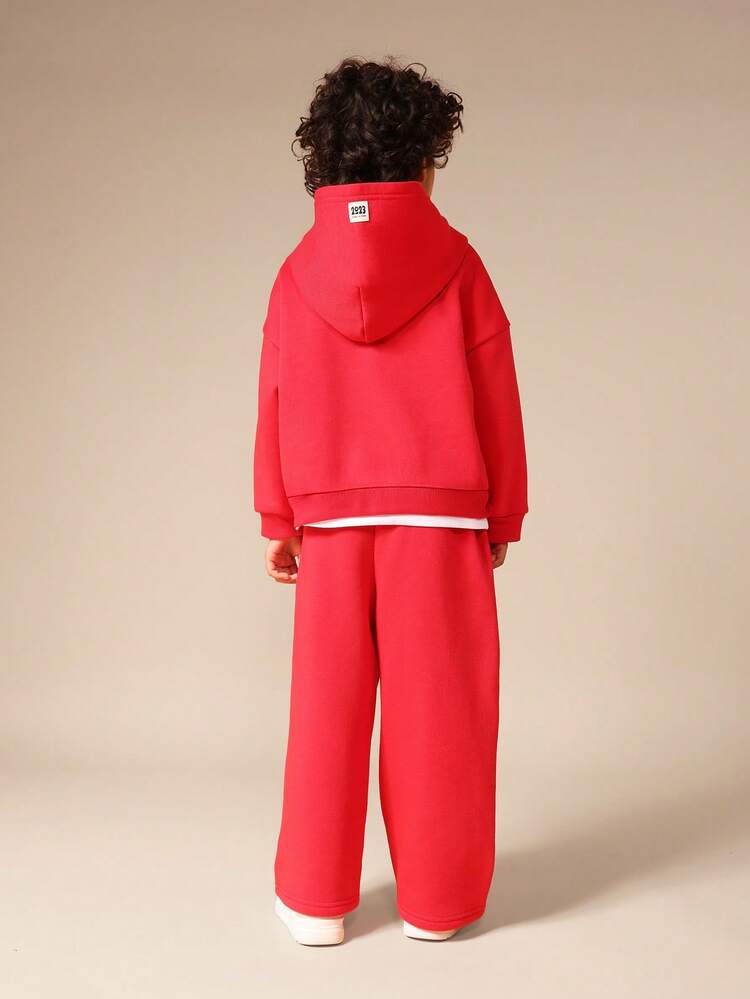 Hoodie And Jogger Set With Letter Print