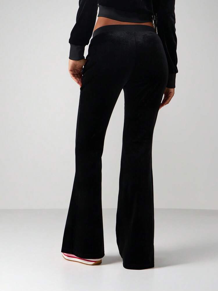 Missguided x Playboy Velvet Flare Joggers With Rhinestone Logo