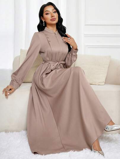 Al Najma 保守型阿拉伯风格拉链女式连衣裙