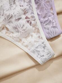 Charlaine 5件装性感女士浪漫蕾丝法式丁字裤 - 彩色 - 查看 4