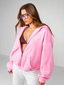 Missguided x Playboy Oversized Full Zip Hoodie With Drawstring And Centre Pocket For Casual Streetwear