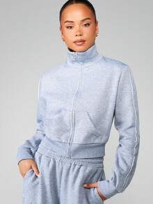 MISSGUIDED Women Funnel Neck Full Zip Sweatshirt Long Sleeve Tracksuit Jacket Casual Winter Athleisure Top - Grey - View 5