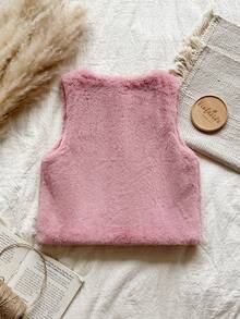 Vintaside Kids Young Girls Plush Soft Jacket, Removable Decorative 3D Bow Vest Design, Fashion Countryside Style, Cute Pink, Versatile All-Match Elegant Lady Jacket Vest