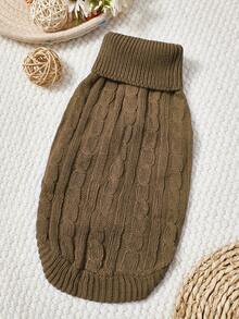 PETSIN 1 Piece Brown Short Autumn And Winter Thickened Knitted Windproof Warm Casual Pet Sweater - Coffee Brown - View 1