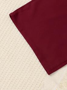 2pcs/Set Tween Girls Floral Print Round Neck Top & Belted Solid Color Pants - Burgundy - View 9