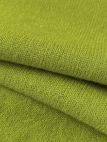 Elamini 女式纯色圆领长袖休闲套头毛衣，秋冬 - 綠色 - 查看 7