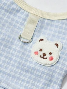 PETSIN 天鹅绒四足宠物连体服 - 超暖防风羊毛套装，适合小型犬、猫和小动物，带有可爱的卡通图案 - 藍色 - 查看 8