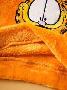 GARFIELD | SHEIN 2pcs Baby Boy Orange Cute Cat Embroidery Plush Sweatshirt And Navy Blue All-Over Print Pants Set, Suitable For Autumn/Winter Baby Set Autumn Winter Season - Orange - View 7