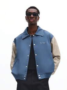 SUMWON 男式 Harrington 撞色袖飞行员夹克，运动风格休闲外套 - 彩色 - 查看 6