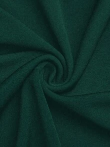 Sweetra 大码休闲拼色露肩长袖荷叶边下摆二合一连衣裙 - 墨綠色 - 查看 3