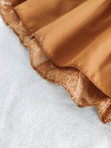 SHEIN Vintaside Kids 女婴杏色梦幻网眼无袖连衣裙，简约风格，适合节日、优雅外出和舒适的居家时刻，春夏季 - 咖啡棕 - 查看 3