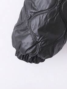 SHEIN Teen GirlCasual All-Match Versatile Quilted Stand Collar Warm Padded Coat, Suitable For Daily Commute, Autumn/Winter - Black - View 4