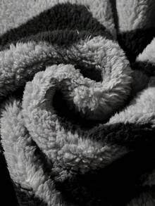 ROMWE MEN Goth 男士秋冬斑马纹长袖拉链领羊毛夹克 - 黑色 - 查看 4