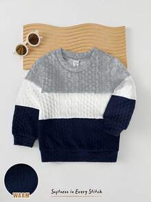 Cozy Pixies Sudadera de cuello redondo de manga larga con contraste de color para niño pequeño, ropa de otoño e invierno versátil y cómoda para niñas - Multicolor - Ver 2