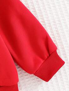 Cozy Pixies 男婴卡通狮子图案 3D 耳朵圆领插肩袖套头衫 - 紅色 - 查看 4