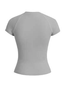Velisys Minimalist Solid Color Fitted Seamless Short Sleeve Sports T-Shirt 3 Packs Tops - Multicolor - View 5