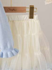 Souflis Souflis 2件套女童针织毛衣+薄纱裙套装，适合春秋冬，适合郊游、校园活动、家庭聚会、休闲运动、公园运动 - 淺藍色 - 查看 5