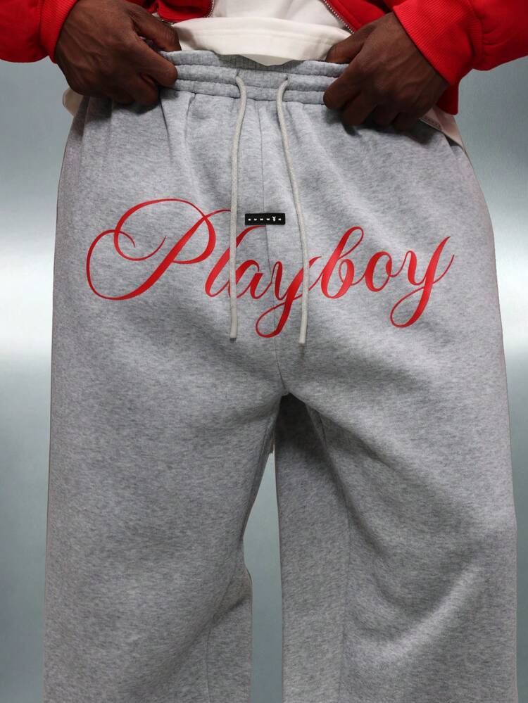 PLAYBOY X SUMWON Wide Leg French Terry Sweatpants With Script Print