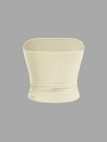 ROMWE Hippie Style Moon & Sun Print Ruched Bandeau Top For Women - Yellow - View 2