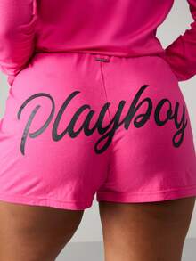 Missguided x Playboy Christmas Button Front Pajama Set With Logo - Pink - View 6
