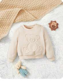 SHEIN Cute Casual Comfortable Versatile Cartoon Bear Pattern Crew Neck Sweatshirt