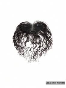 Topper Human Hair 10Inch Curly Wig Handmade Base Hair Topper SNatural  Hairpiece 5.3*1.7Inch Lace Size - SNatural - View 2