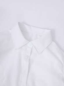 Sparklyn Teen Girls European And American Style Denim Vest, White Casual Shirt, High Waist Denim Skirt Set - White - View 3