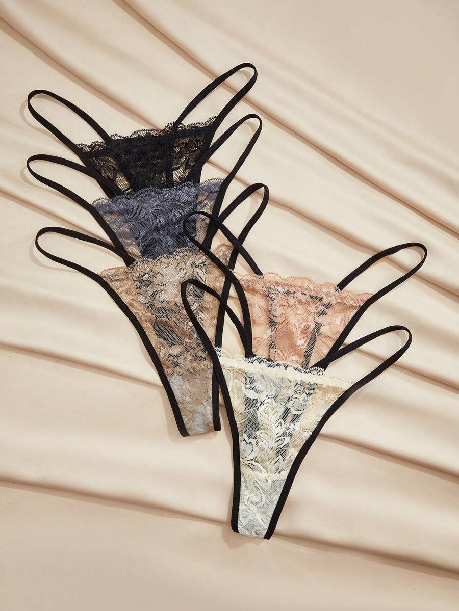 Charlaine 5件套性感女士蕾丝丁字裤，浪漫女士内衣