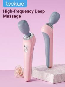 Teckwe Baguette de massage électrique portable, design compact et élégant, moteur haute vitesse, rechargeable Type-C, pour la relaxation des muscles du corps entier, du dos, du cou, des jambes, de la taille. Cadeau - Rose bonbon - Voir 1