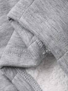 DAZY 女士格子拼接抽绳腰宽松保暖休闲裤，冬季款 - 灰色 - 查看 8