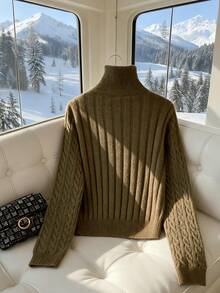 Franclia New Autumn/Winter European & American Retro Sexy Street Style Fitted Crochet Design Women Pullover Sweater - Dark Green - View 2