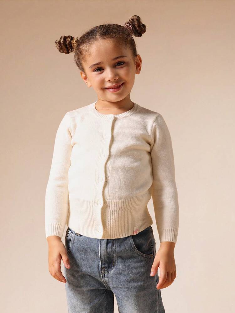 Button Front Cardigan With Ribbed Hem And Cuffs